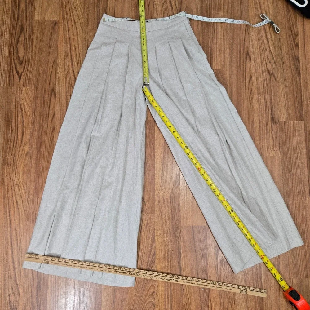 Banana Republic Size 4 Linen Blend Wide Leg Pleated Pants Flax Palazzo NEW